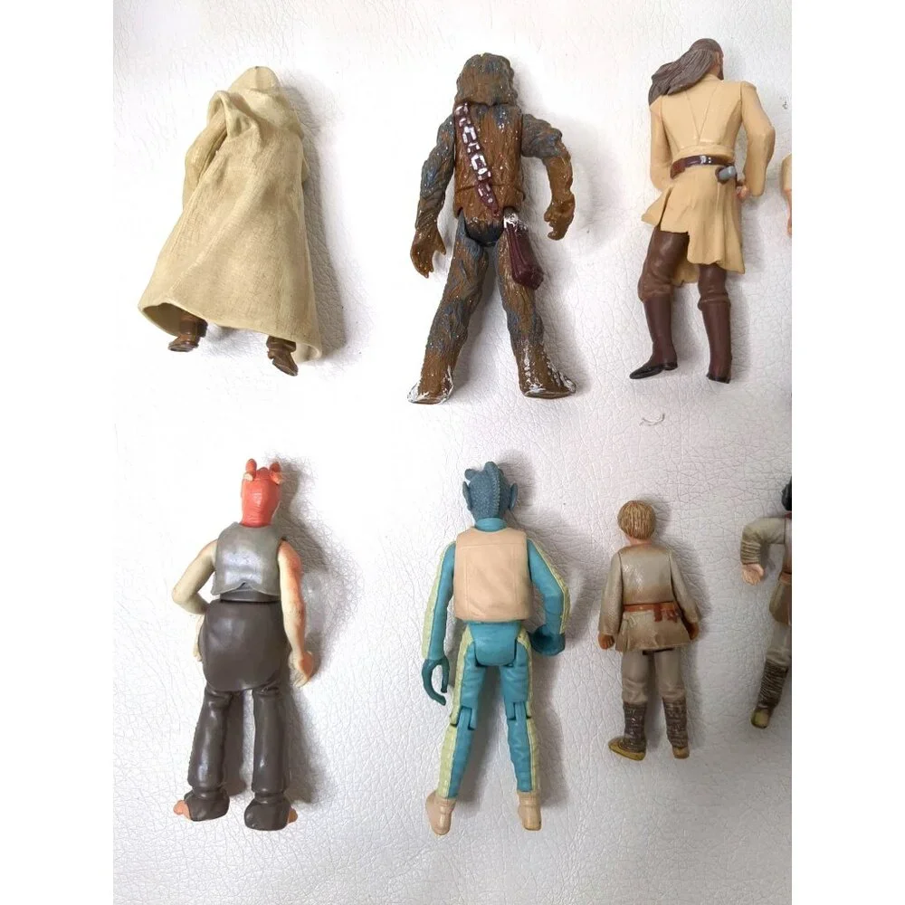 Lot Vintage Star Wars Figures Chewy Han Solo Greedo Anakin Qui Gon Nikto Jar Jar